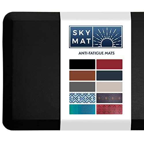 Sky Solutions Anti Fatigue Mat - Cushioned Comfort Floor Mats for Kitchen, Office & Garage - Padded Pad for Office - Non Slip Foam Cushion for Standing Desk (24x70x3/4-Inch, Black)
