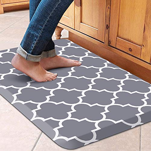 Galmaxs7 Anti Fatigue Mats for Kitchen Floor Kitchen Mat Cushioned Mat Grey Kitchen  Rug Non Slip Waterproof Memory Foam Ergonomic Comfort Rug Standing Desk Mat  for Floor Office Sink Laundry, 17X 28